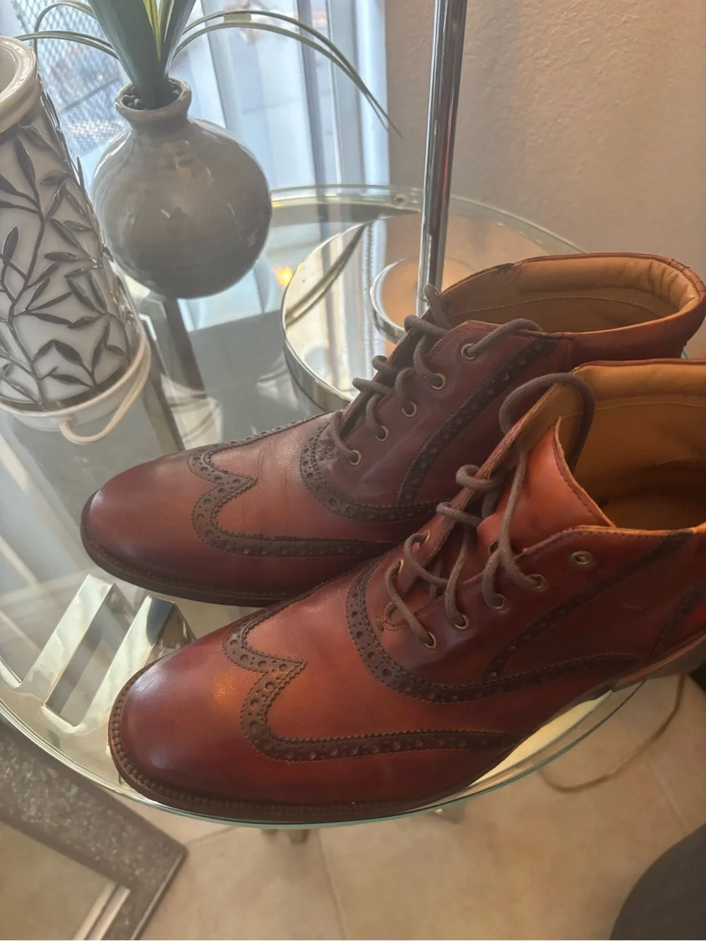 Cole Haan Men's Chestnut Brown Leather Chukka Wingtip Boots